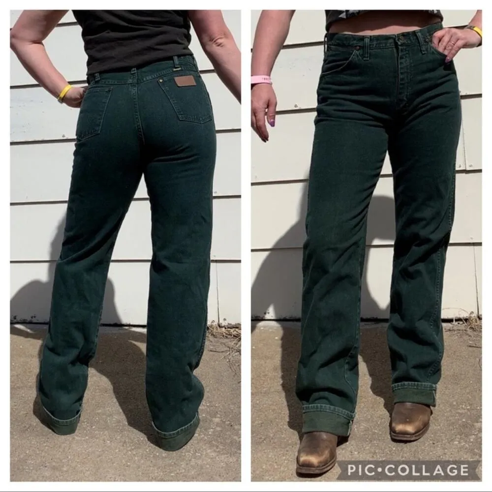 VTG 90s Wrangler 13MWZ dark green western cowboy cut jeans 33x36 - Image 8