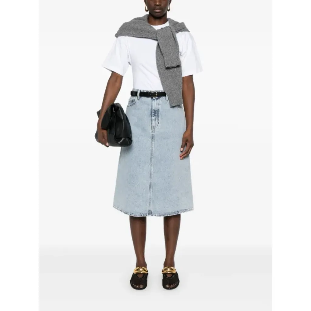 TOTEME Organic Cotton Denim Midi Skirt in Cool Blue, Size 40 / US 10 (L), NWT Blue Size L - Image 8