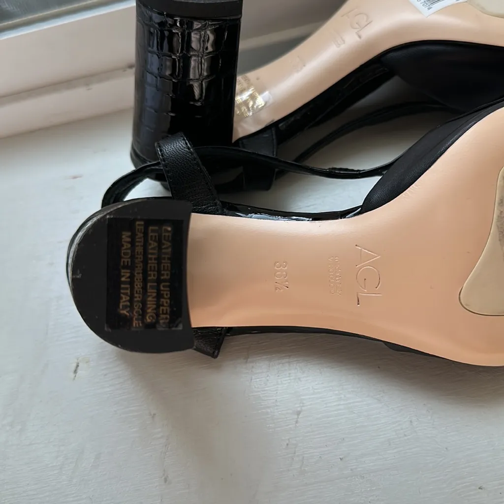NWOT, AGL leather sling back, adjustable strap Black Size 6.5 - Image 5