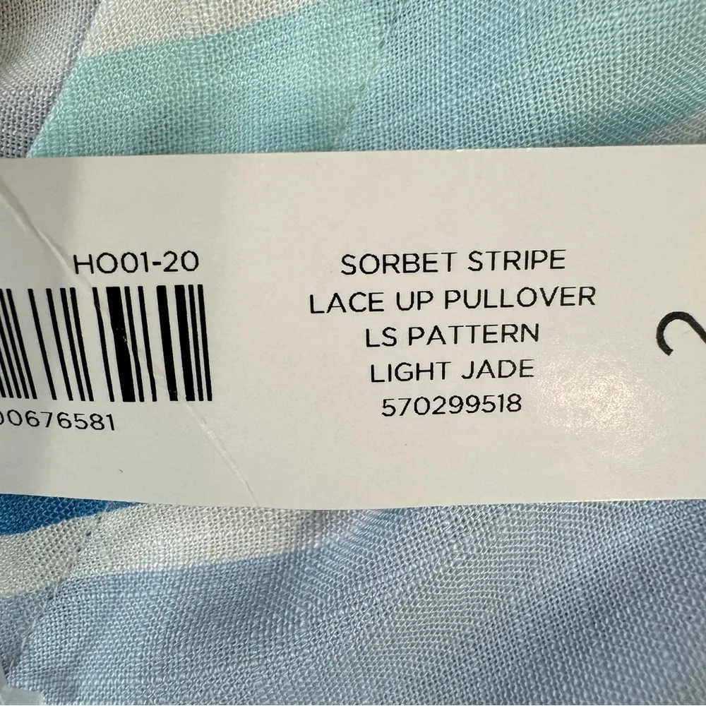 Chico’s Sorbet Stripe Lace Up Long Sleeve Lightweight Pastel Top Size 2 / Large - Image 10