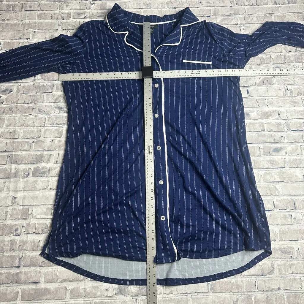 Midnight sky EUC Midnight Blue Base White Stripes Night Gown Size XXL - Image 13