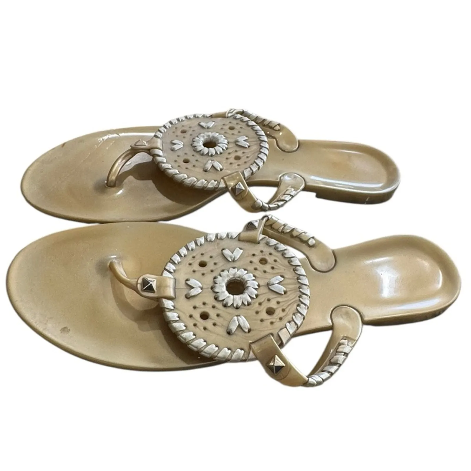 Jack Rogers Gold GEORGICA Jelly flip flop slip on Sandals size 10 - Image 3