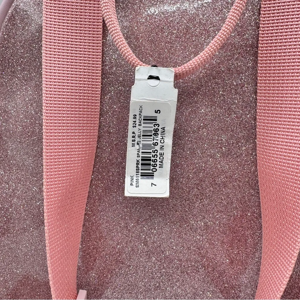 GUESS Pink Glitter JellyMini Backpack Women's Girls Small Bag School Travel - Image 3