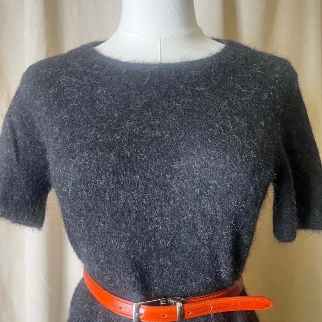 Alpaca Blend Fuzzy Knit Top Everlane Charcoal Gray Short Sleeve Sweater S - Image 8