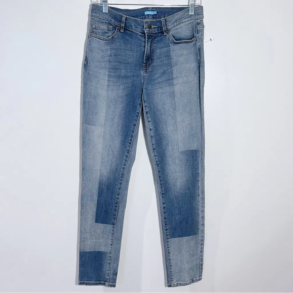 J. McLaughlin Jaycie Patchwork Jeans‎ Two Tone Size 6 - Image 3