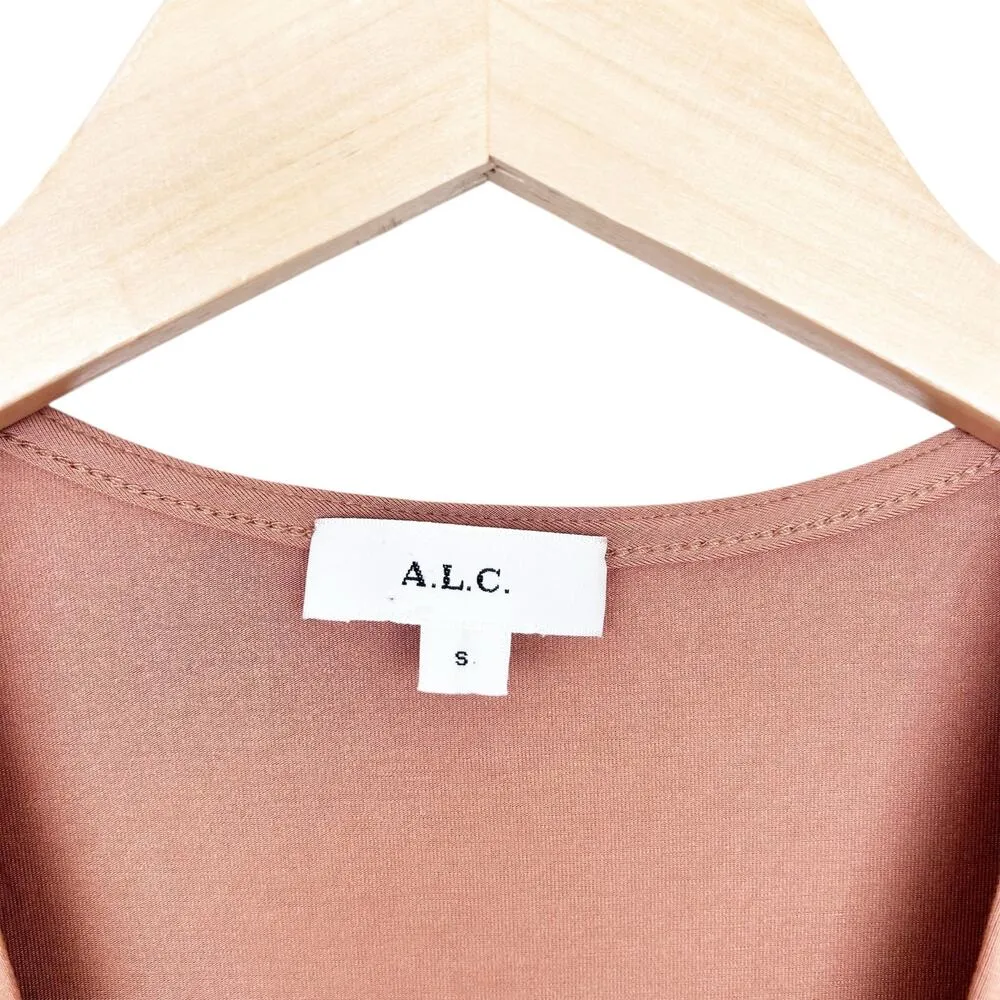 ALC Helen Tan Twist Front Short Sleeve Shirt Sz S - Image 2