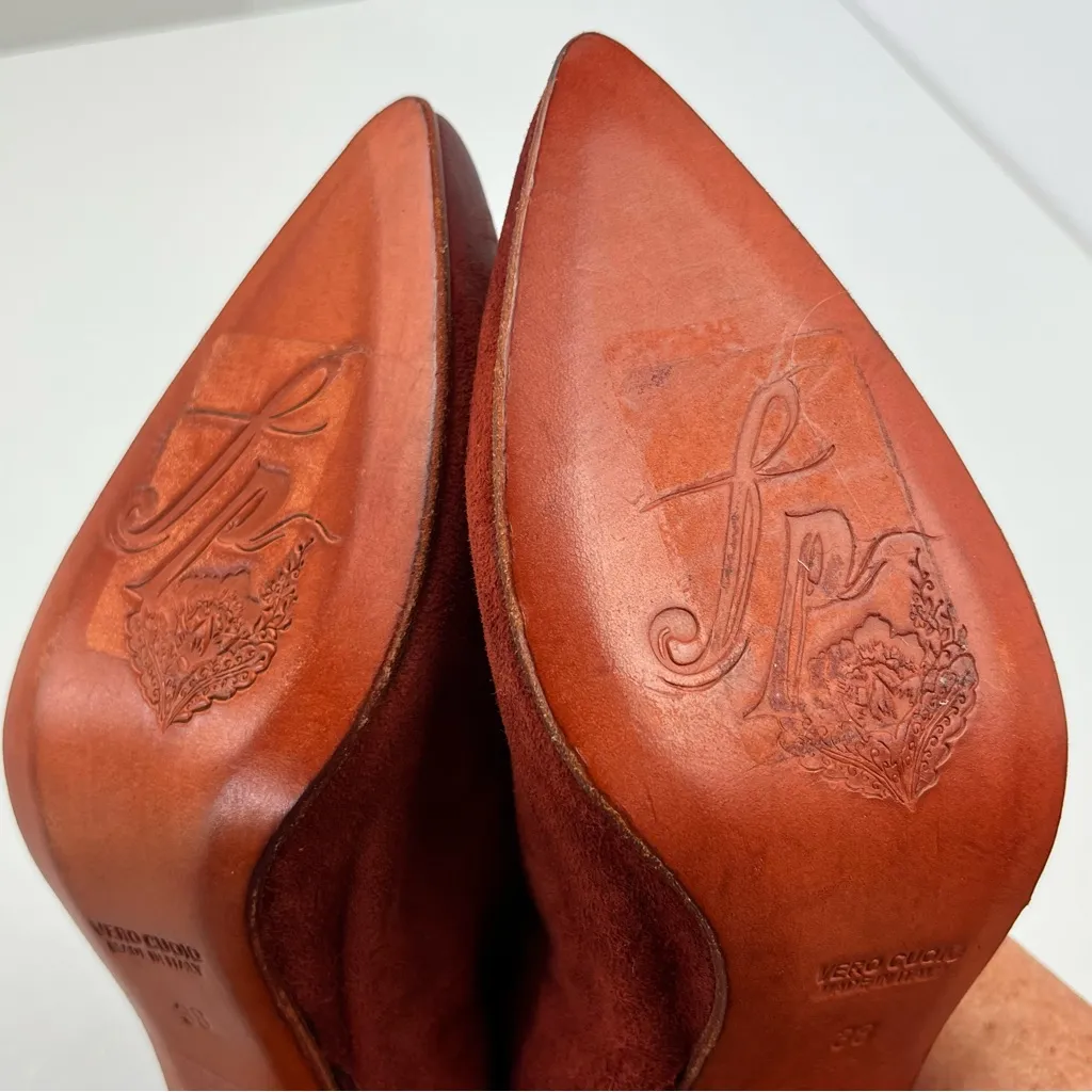 Free People Dakota Studded Suede Western Boot Ginger Snap Red Orange SZ 7.5 NWOT - Image 3