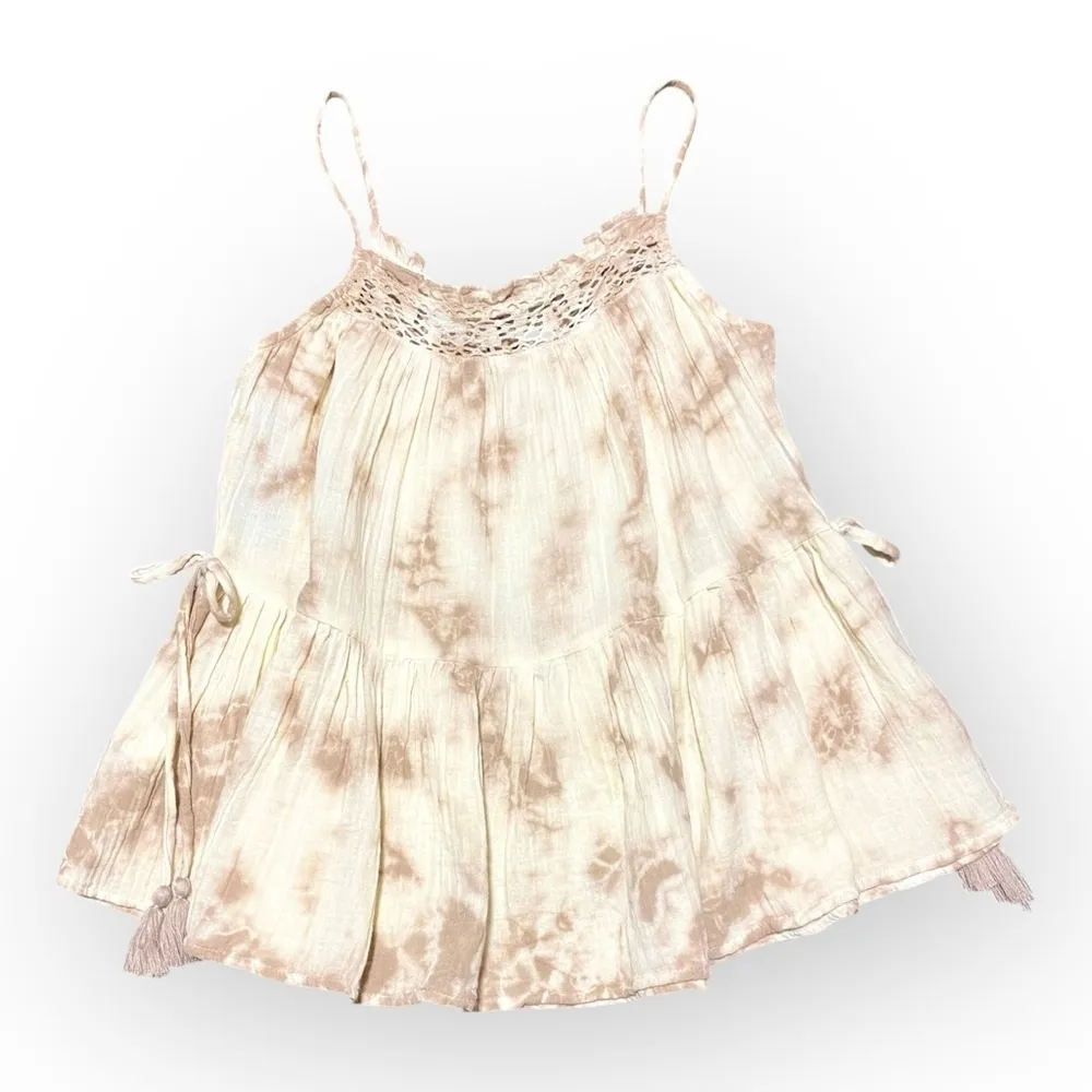 Black Tape Cream & Brown Tie Dye Smocked Camisole NWT - Image 3