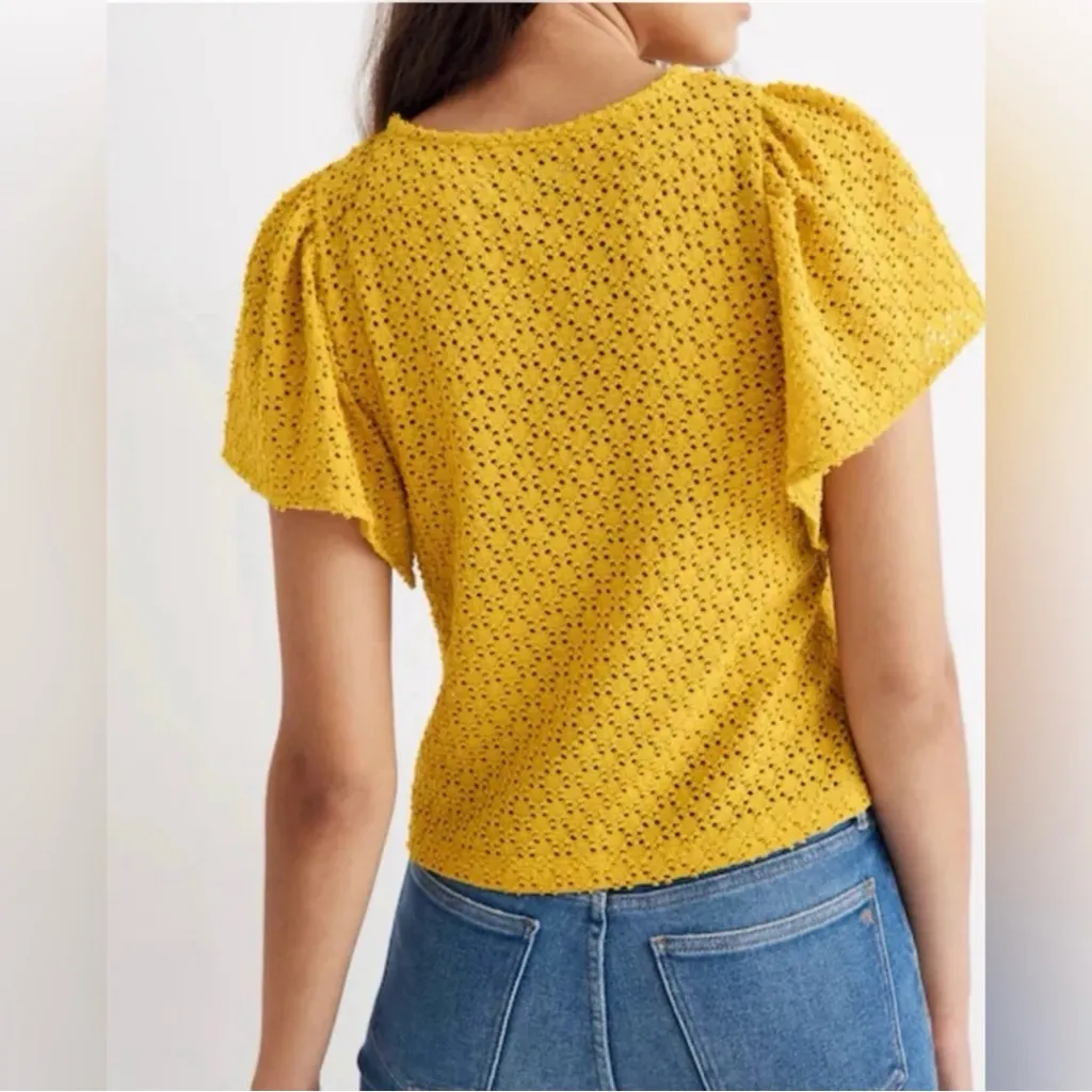 Madewell Texture & Thread Eyelet Flutter Sleeve Top* - Image 2