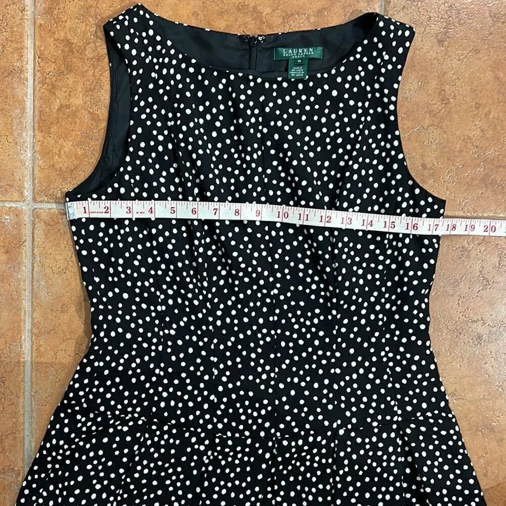 Lauren Ralph Lauren Colorblock Dot Print Sleeveless Fit & Flare Dress size 10 - Image 8