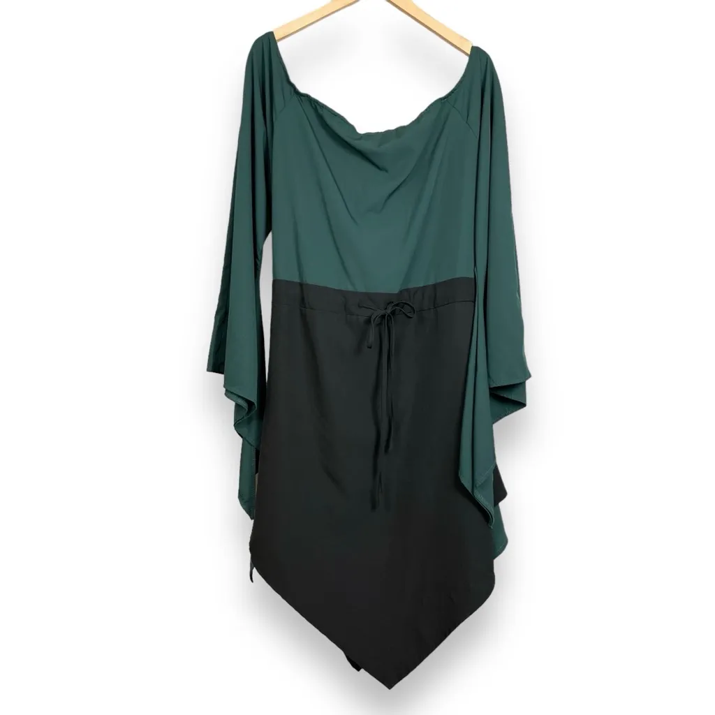 Pirate Wench Halloween Costume Women Long Bell Sleeves Corset Asymmetrical‎ Hem Green Size L - Image 2