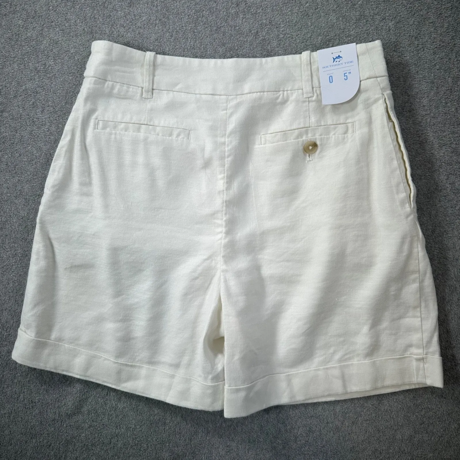 Southern Tide Jacey Twill Shorts Size 0 Sand White 5" Inseam Pleated Cuffed New - Image 7