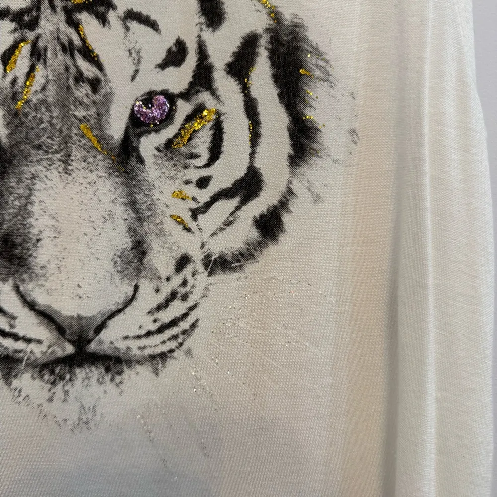 White Glitter Tiger Women's Top - Image 2