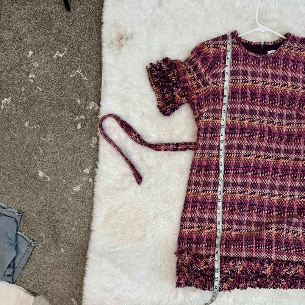 Cinq A Sept Box Weave Easton Short Sleeve Dress with Belt Size 6 Purple - Image 10