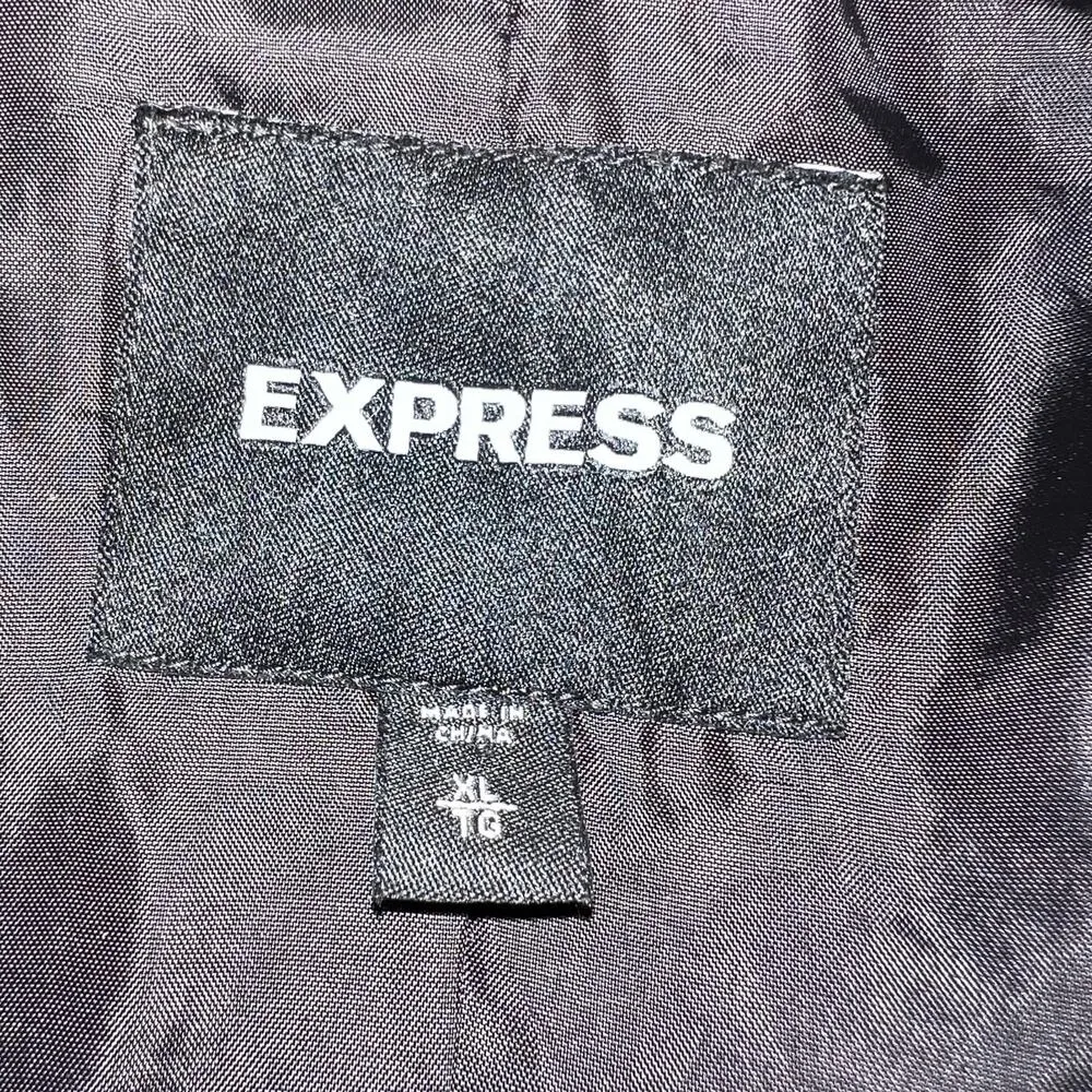 Express Womens Wool Blend Jacket Belted Asymmetrical Zip Trench Coat Black XL - Image 11