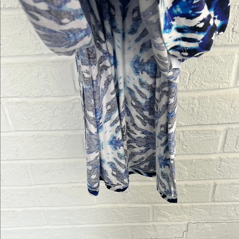 Kenar Blue and White Slip Midi Dress with Spaghetti Straps - Image 8