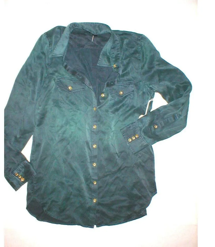 New Womens Designer True Religion 100% Silk Tunic Long Blouse XS Green NWT Top - Image 7