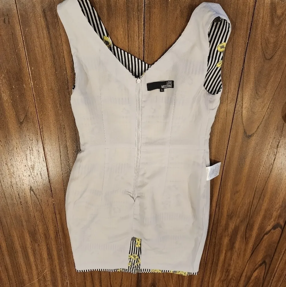 Love moschino sleeveless black white stripe & yellow floral Mini dress  S - Image 12