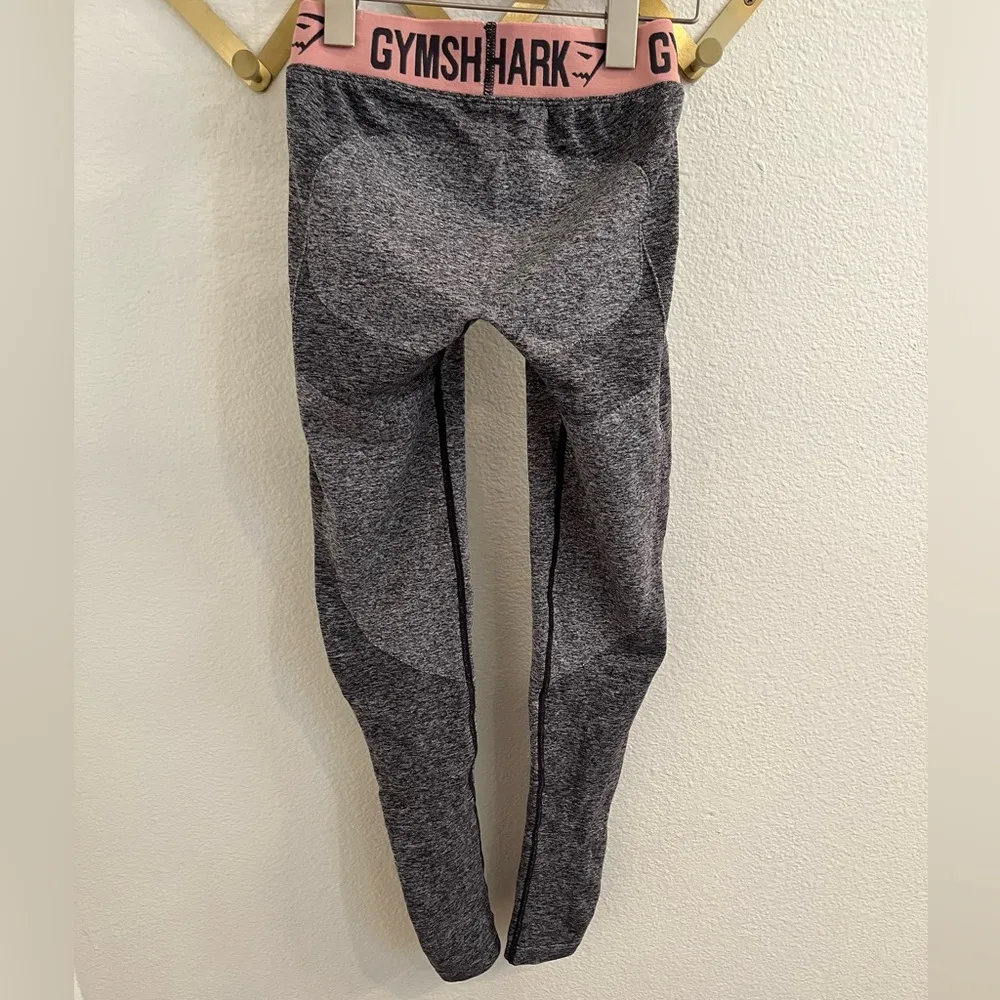 Gymshark Flex Leggings Charcoal Marl/ Peach Pink XS Grey Pink - Image 7
