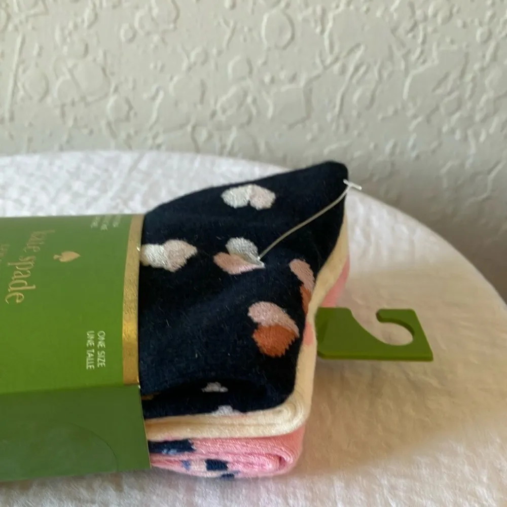 Kate Spade : Black & Pink Heart Patterned Socks - Image 7