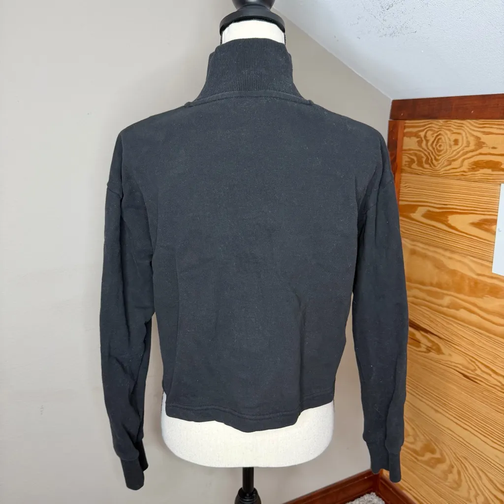 Outdoor Voices Half Zip Cropped Pullover Sweatshirt Black Medium M Activewear - Image 3