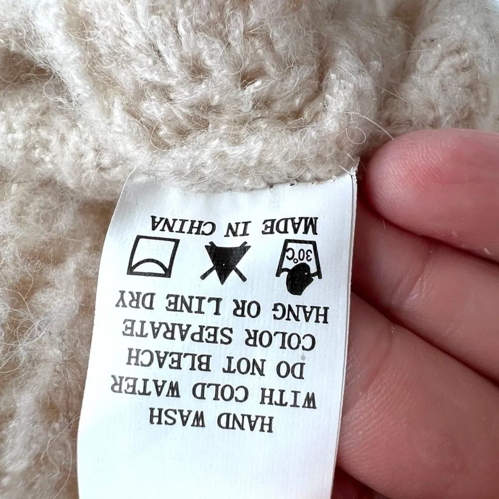 Dreamers Chunky Open Front Knit Cardigan Sweater Cream Size Medium - Image 9