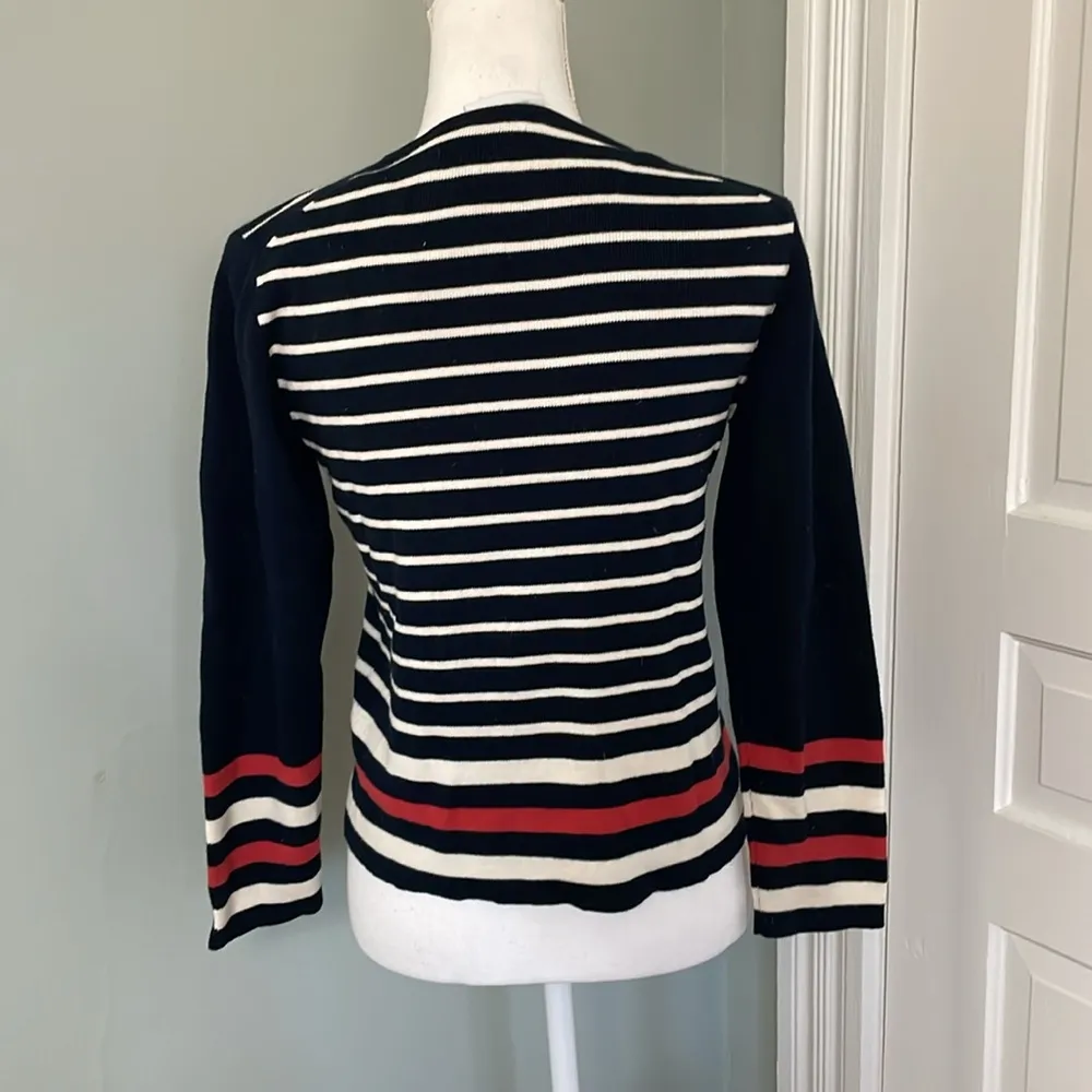 Liz Claiborne Cotton Long Sleeve Striped Nautical Sweater Size Petite Small - Image 2