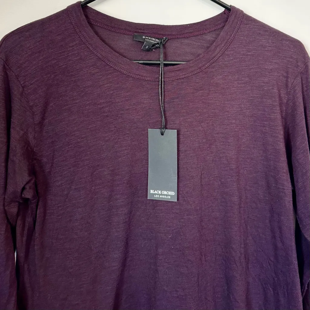 NWT Black Orchid Deep Purple Ruffle Hem Blouse - Size: Small - Image 3