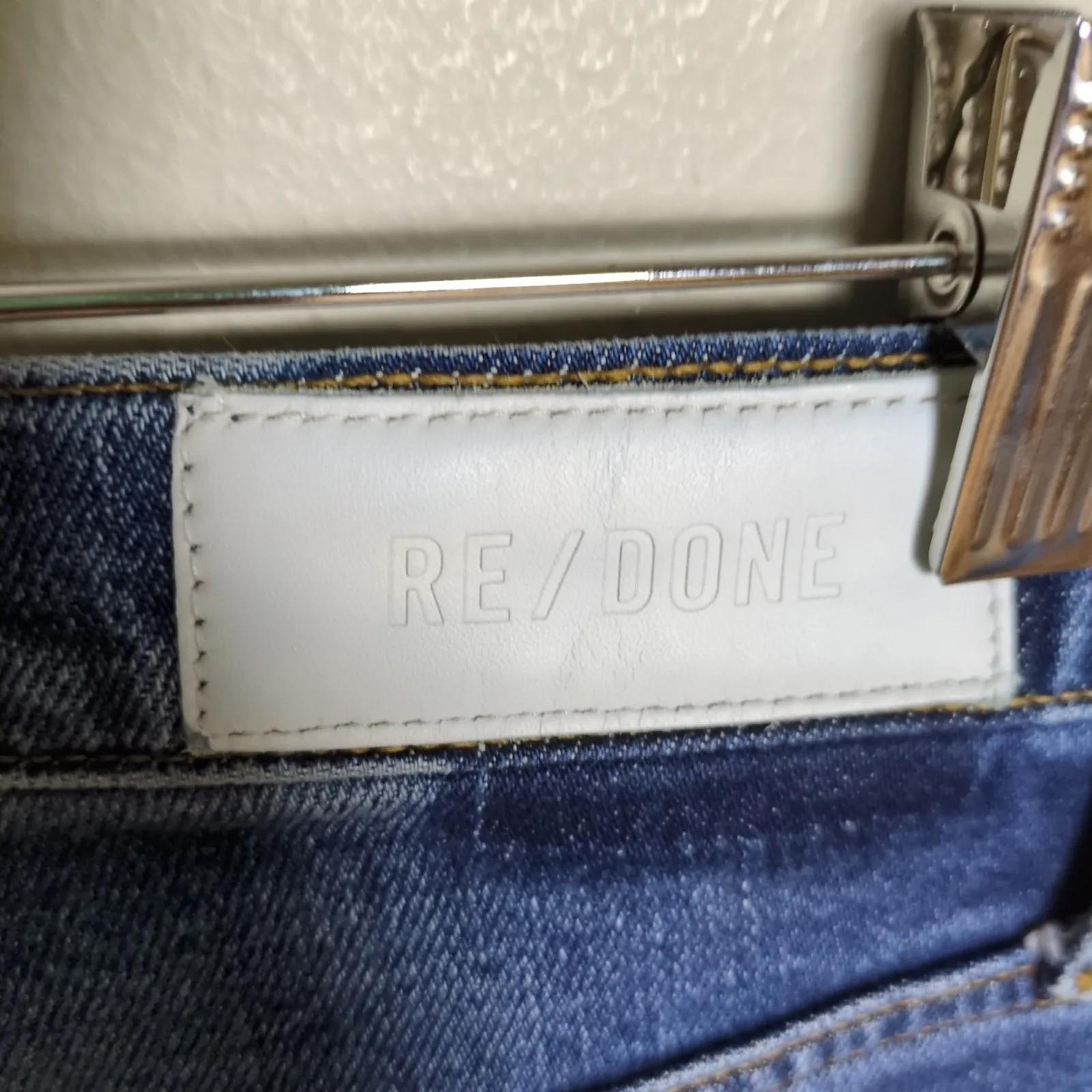 RE/DONE 80s Slim Straight Jeans Medium Wash Button Fly Distressed Women's 29 - Image 3