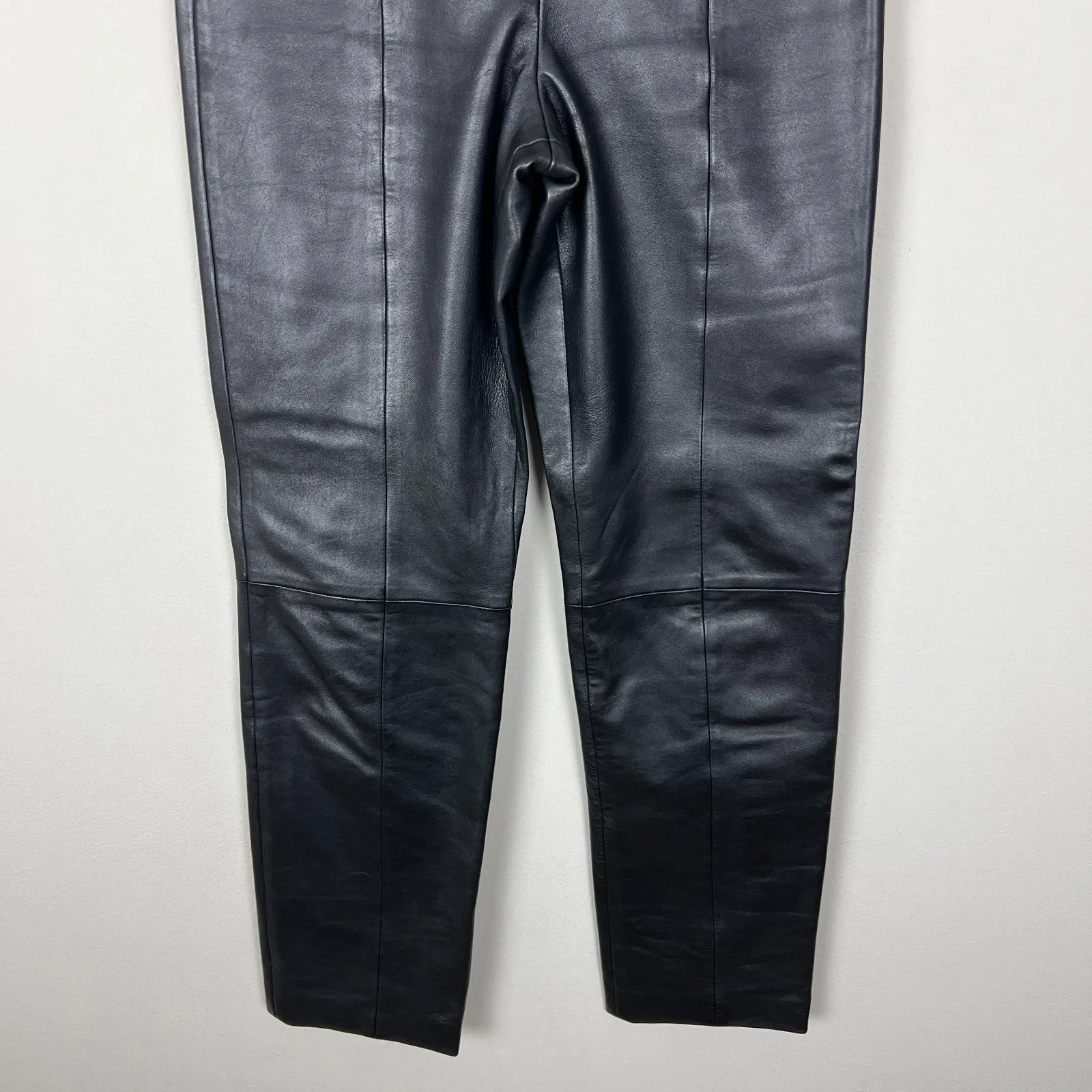 Vintage Michael Hoban North Beach Leather Pants Women 4 Black 90s Biker Straight - Image 3