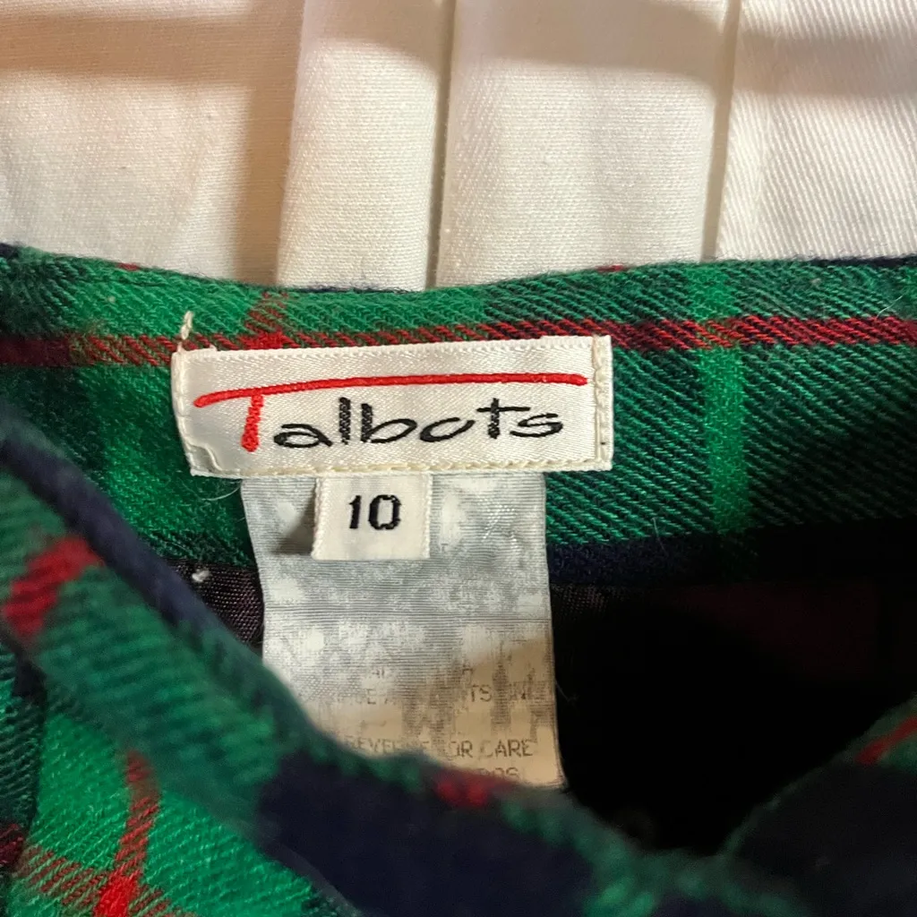 Vintage Talbots Skirt 10 Plaid A Line Green Womens Tartan Skirt Made In USA - Image 2