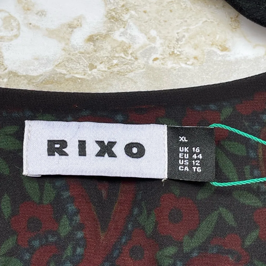 RIXO London Women's Red Katie Paisley Crepe Midi Dress size UK XL USA size 12 - Image 11