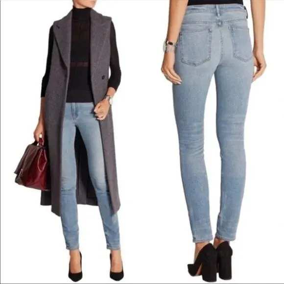 DENIM X Alexander Wang 001 Skinny Jeans Light Denim Fade Size 24 Classic Blue - Image 2