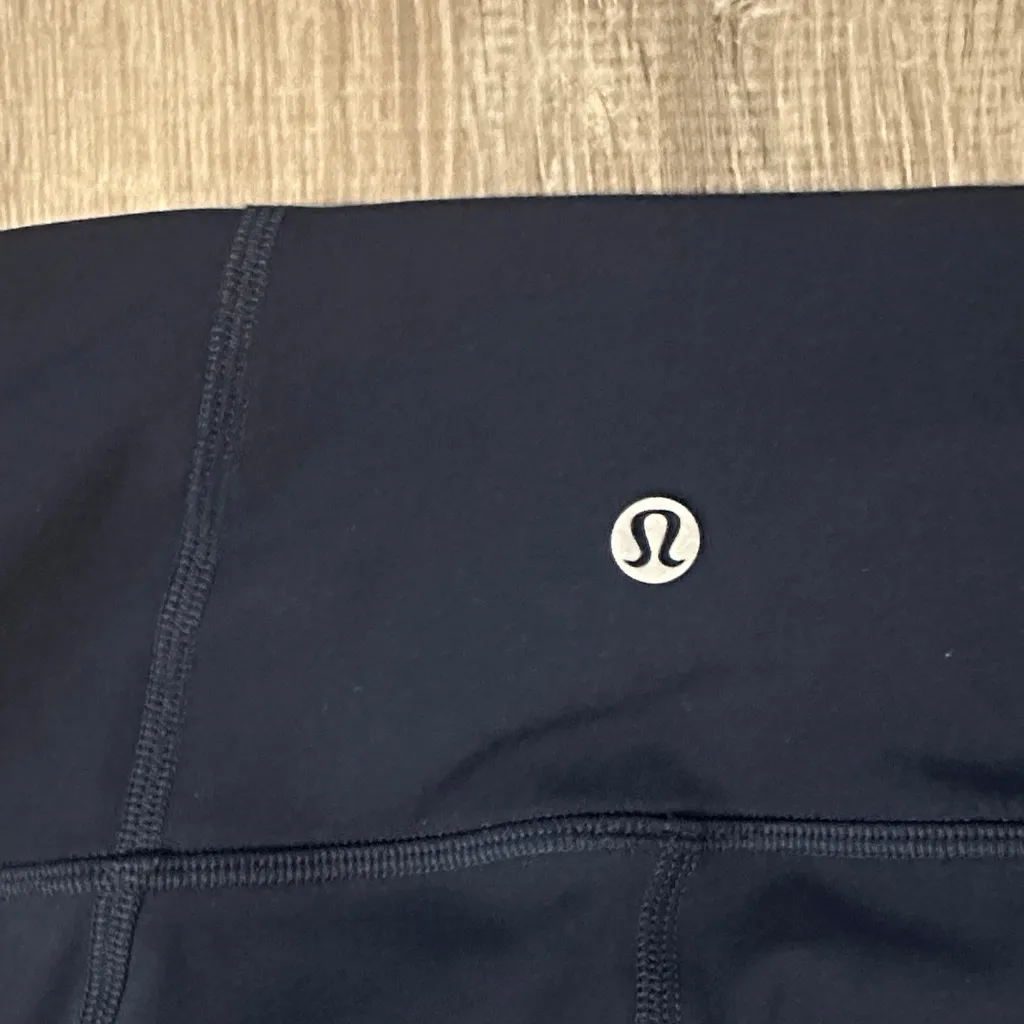Lululemon 4 Pace Rival High Rise True Navy Crop Athletic Workout Women Leggings - Image 9