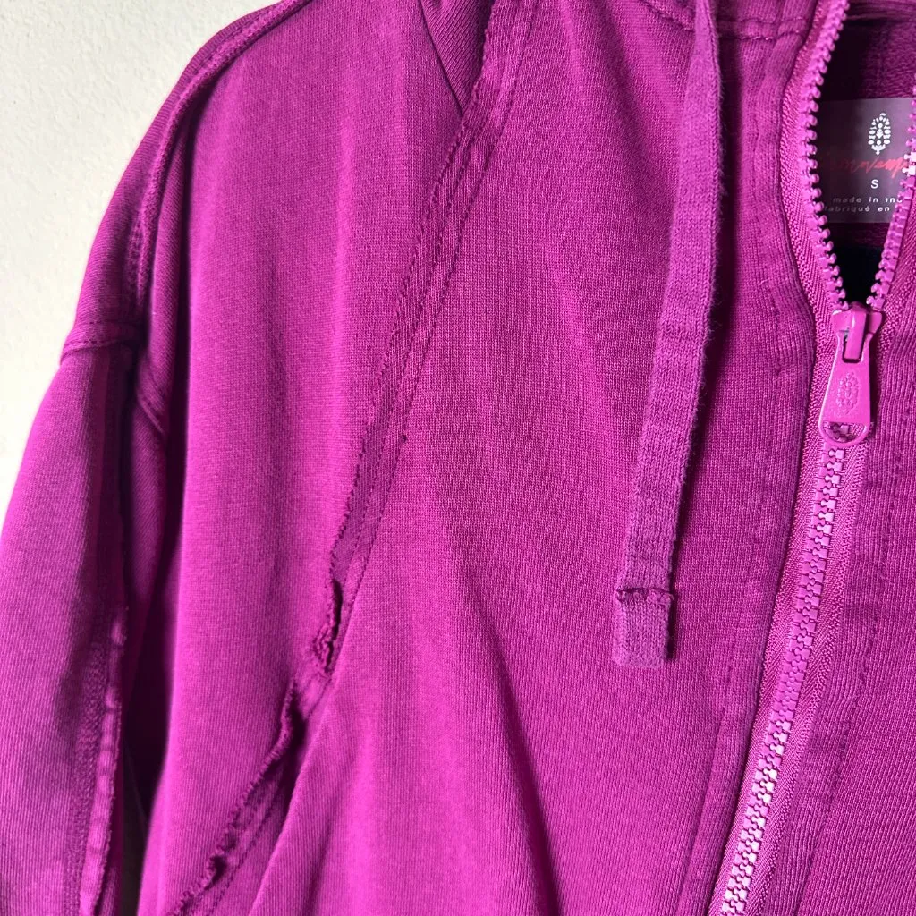 FREE PEOPLE MOVEMENT Magenta Hooded Zip Up Hoodie Sweatshirt Size Small - Image 3