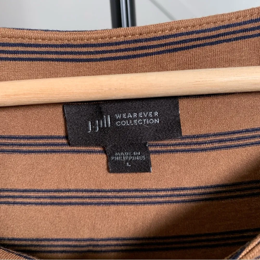 J. Jill Brown Black Striped Long Sleeve Dress Size Large - Image 11