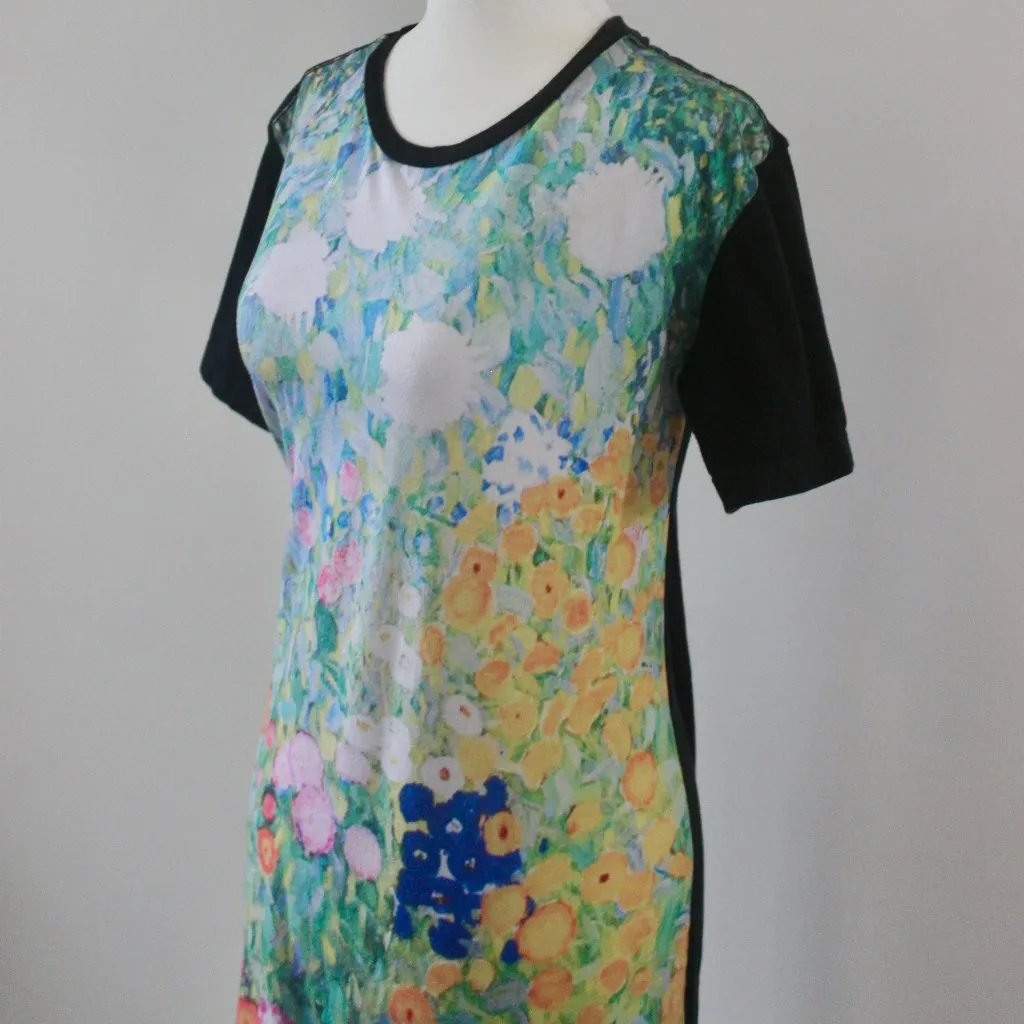 Unique Black Floral Painting Colorful Everyday Summer T - Image 2