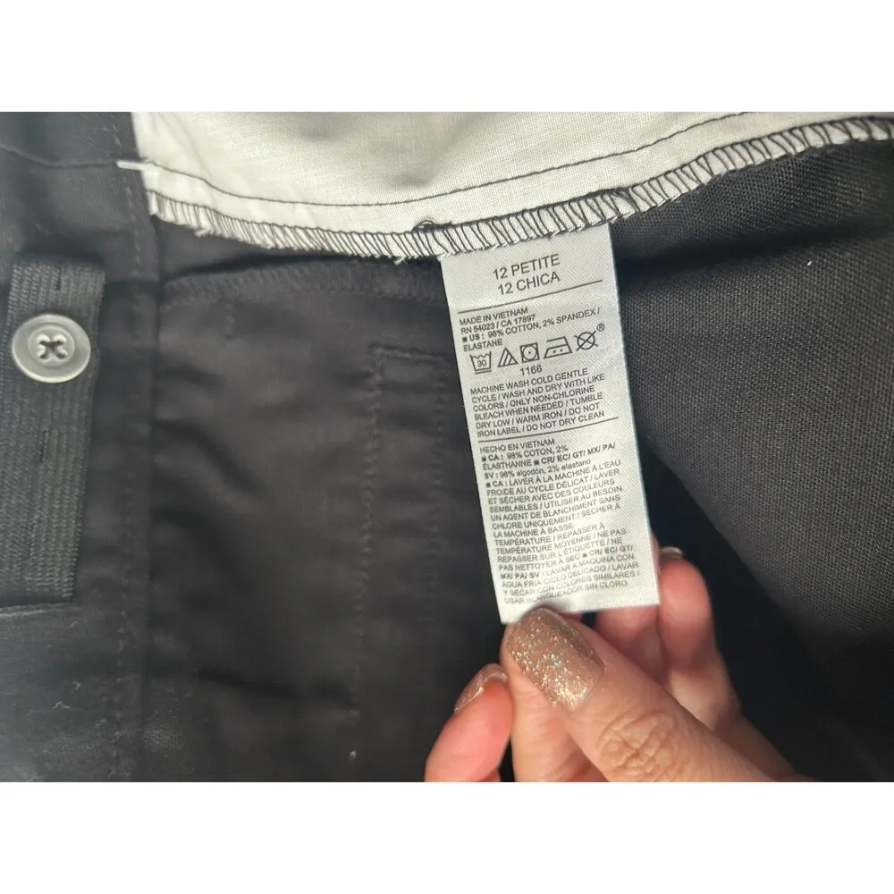 High-Rise Flare Pants Women’s Petite 12 Black Adjustable Waist NEW - Image 4