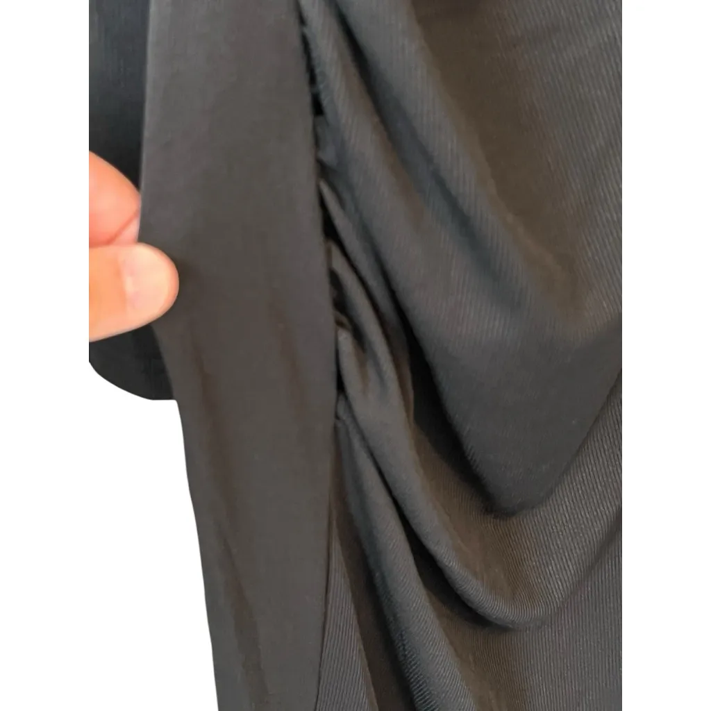 Cider Body Con Dress Womens Size L Black Ribbed Long Sleeve Round Neck Midi NEW - Image 8