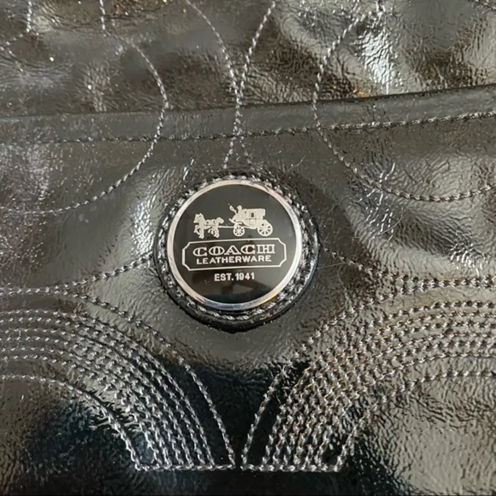 Coach • Solid Black Alex Patent Leather Shoulder Bag Purse - Image 46