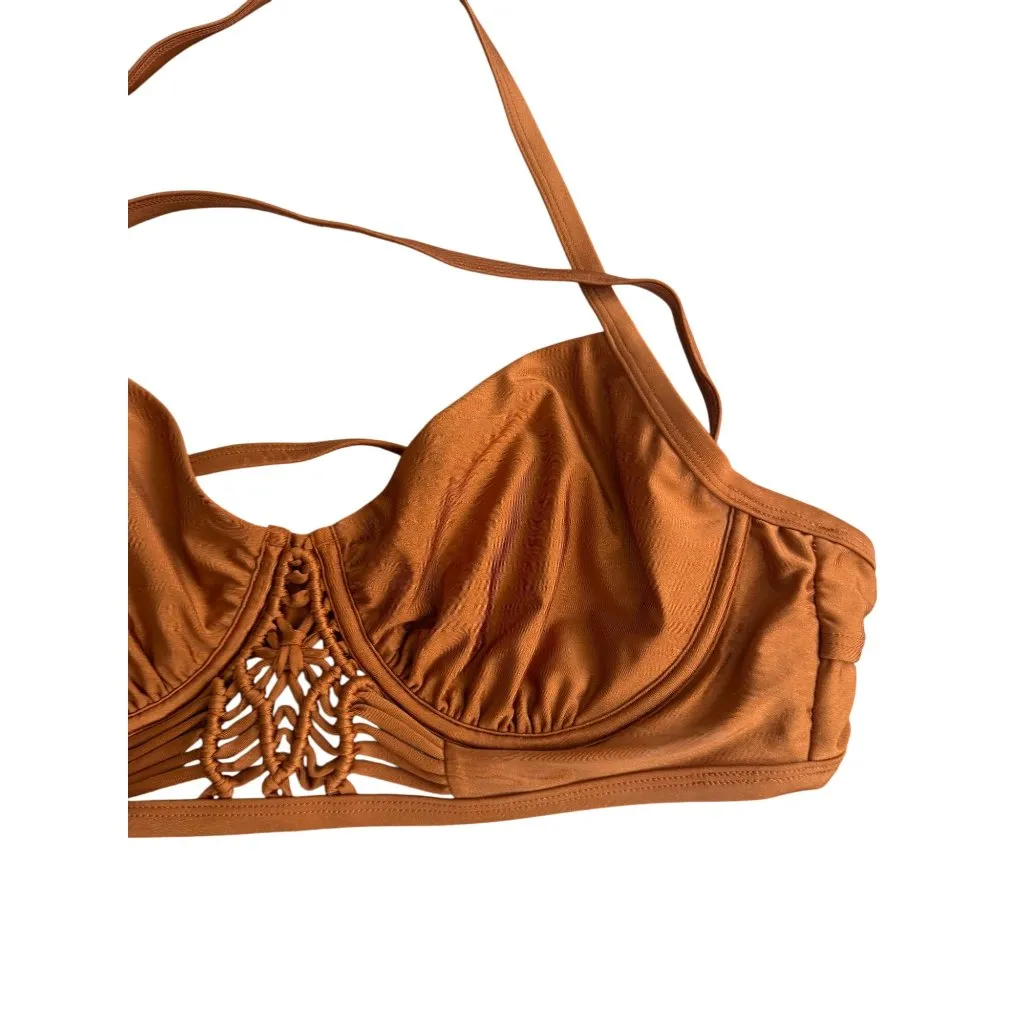 SWIMSUITS FOR ALL Copper Bronze Bikini Woven Top Size 18 Brown - Image 6