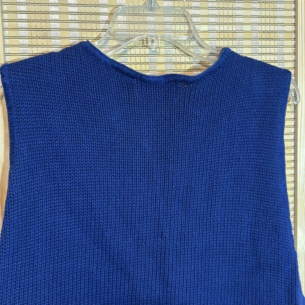 Bechamel Casual Vintage 1990s Blue Red Argyle Plaid Sweater Vest Large - Image 12