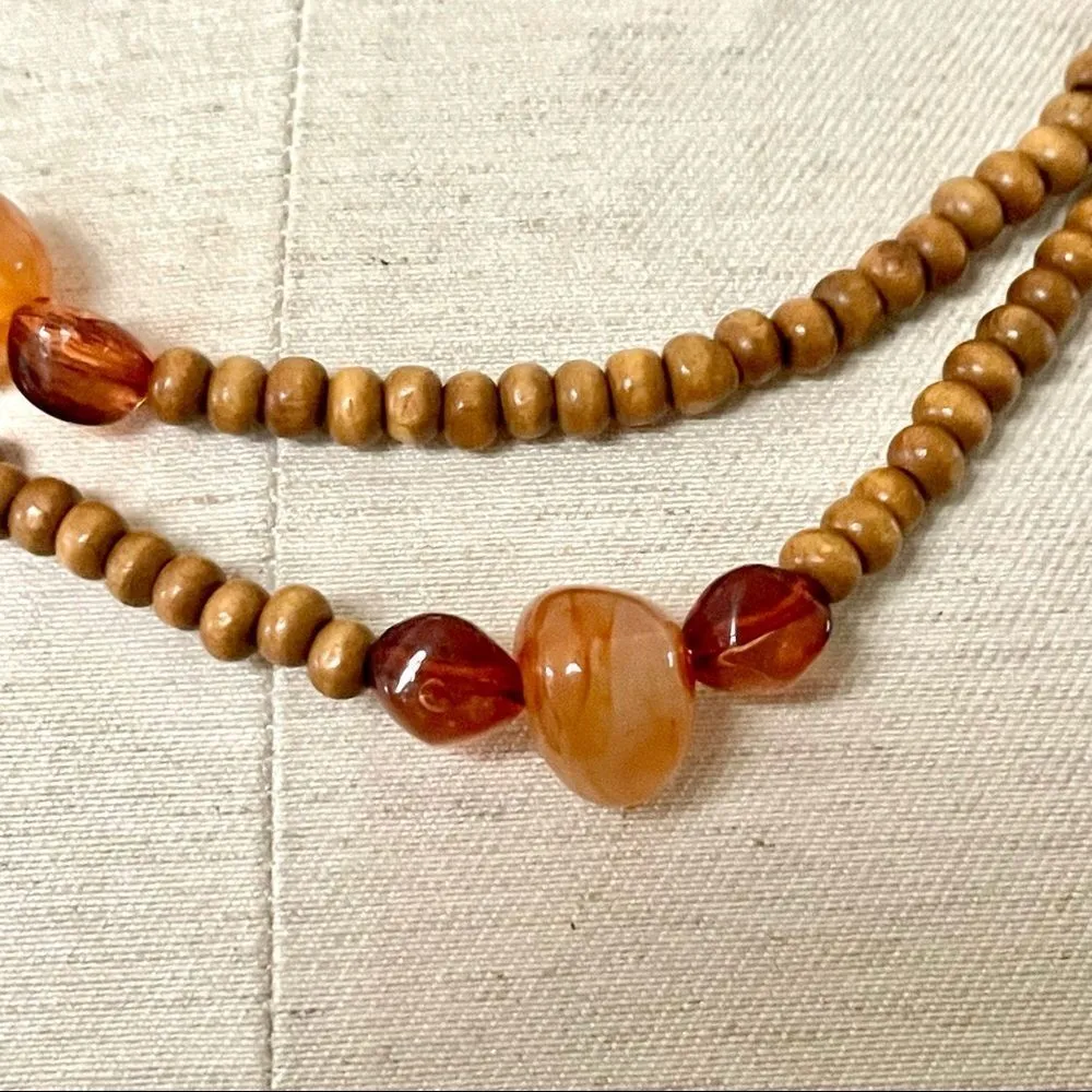 Long wood bead stone necklace - Image 5