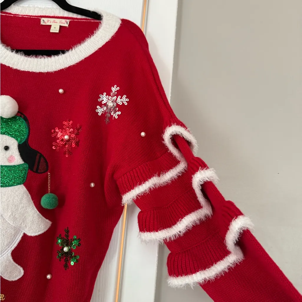 Christmas Penguin Ugly Sweater 3D Ornaments Cute Red Holidays Snow - Image 4