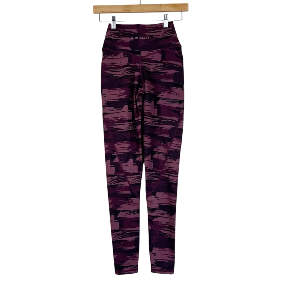 Alphalete Power Surface Leggings in Purple Wine Brush - Image 4