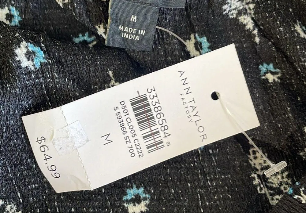 Ann Taylor Navy Print Off Shoulder Top - Image 4