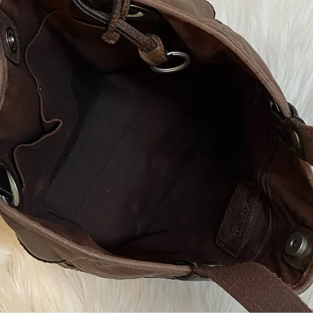 Fossil Brown Leather Shoulder Purse Rhinestones - Image 7