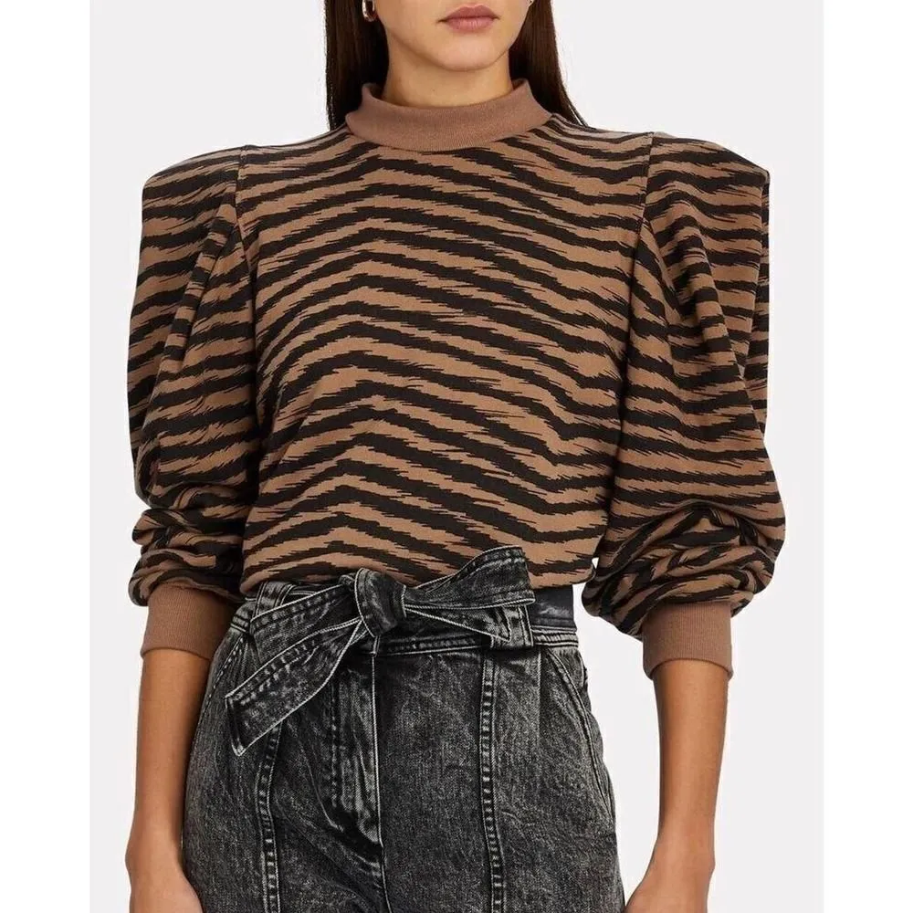 NEW AGOLDE sweatshirt Womens XS Animal Print Folded Sleeve Serpentine Sweater - Image 3