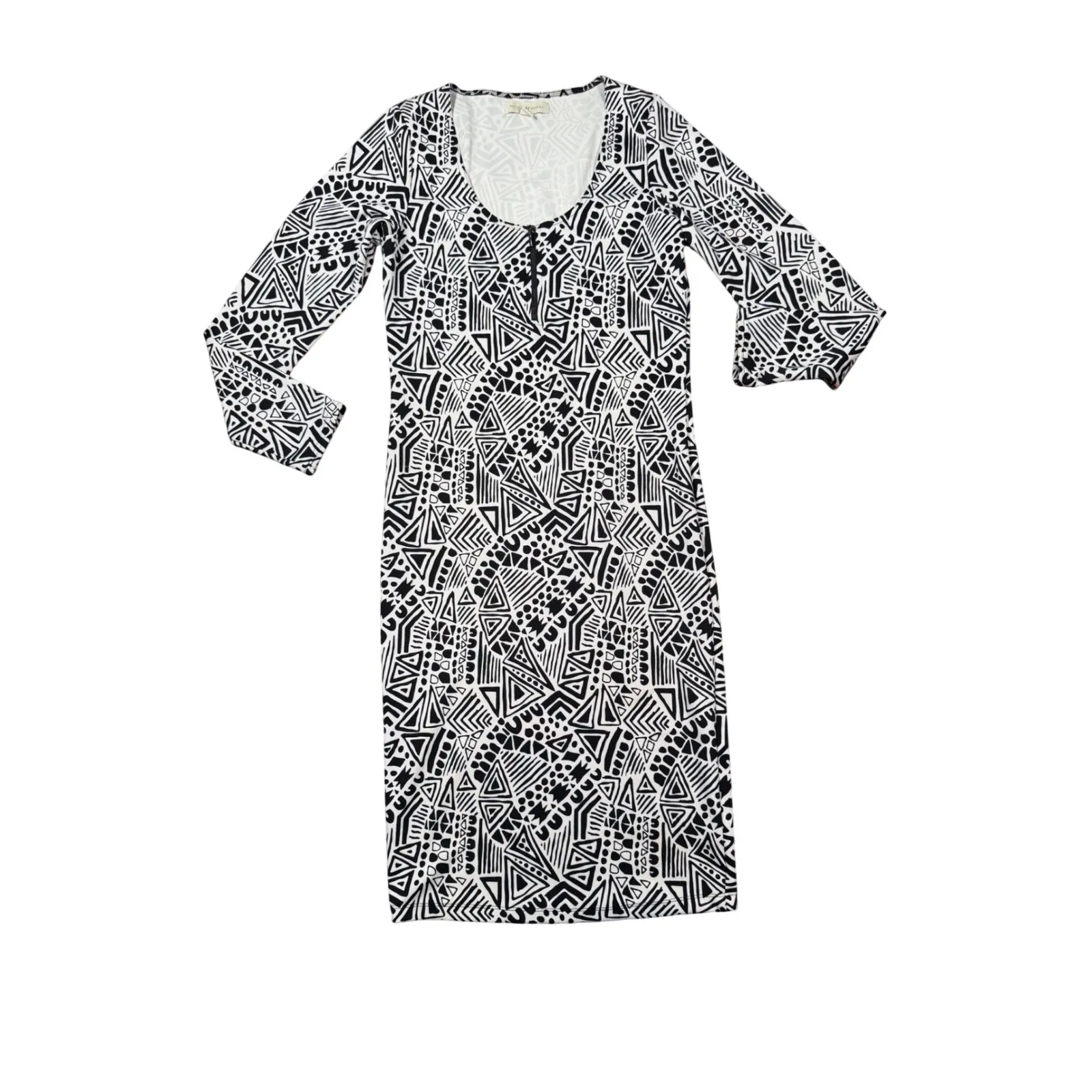 Nicki Minaj Maxi Dress Black White Geometric Print Long Sleeve Womens‎ XL - Image 2