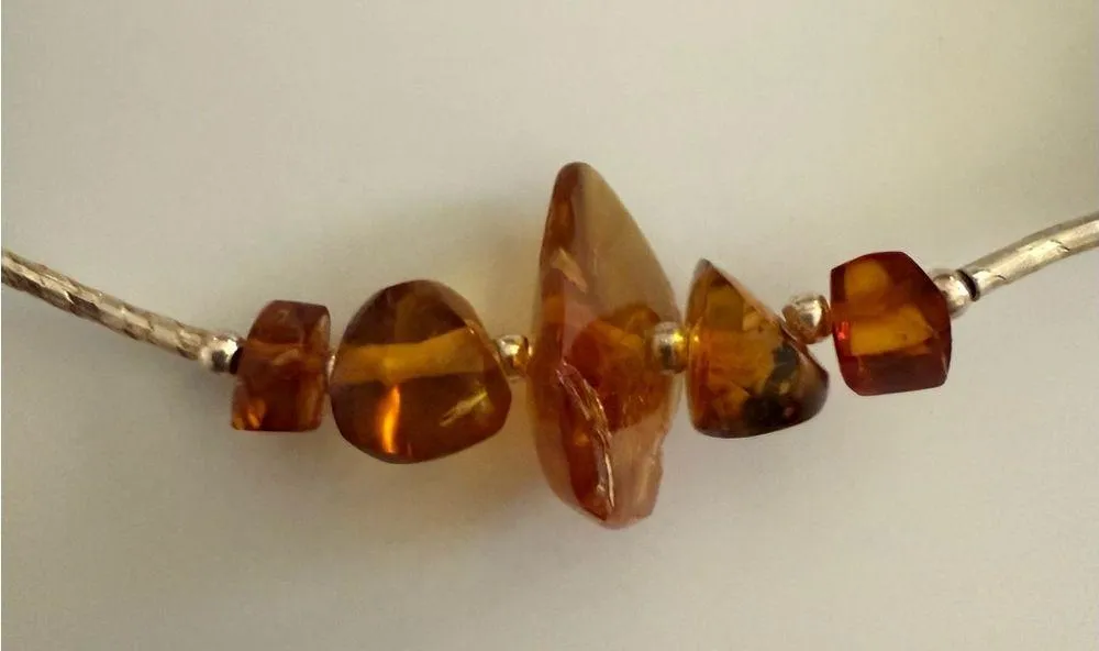 Natural Amber Honey Colored Sterling Silver Necklace - Image 3